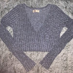 Hollister Woman’s Grey Long Sleeve Wrap Crop Top